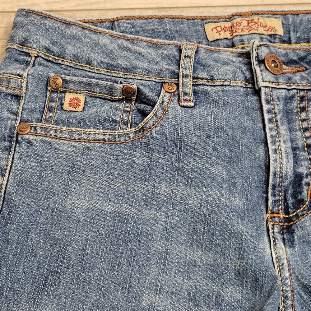 👖Paris Blues Jeans Womens 5 Medium Wash Flare Stretch Low Rise Y2K 90's Boho - Picture 4 of 16